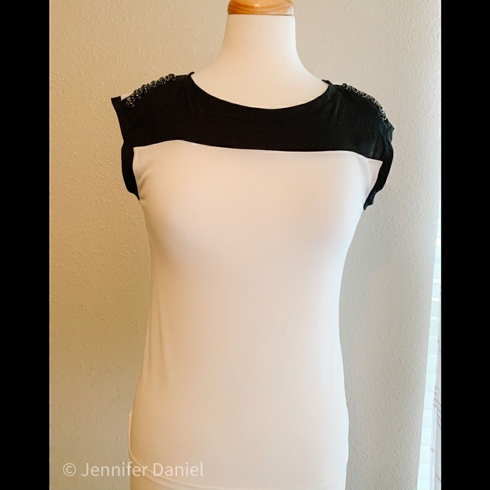 Calvin Klein short sleeve studded blouse